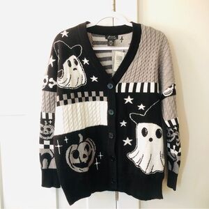 Halloween Ghost Pattern Cardigan Sweater